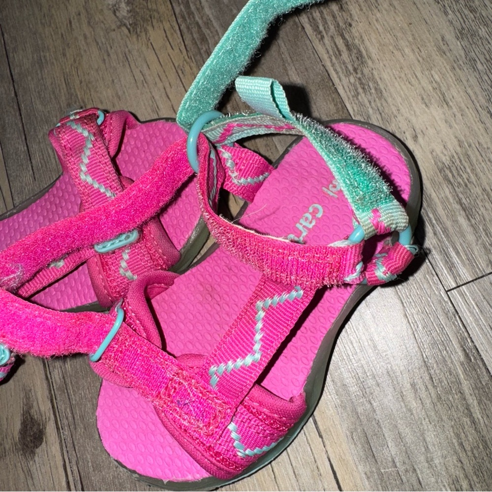 🎀3/$23🎀 Carter's Vibrant Pink and Aqua Kids Sandals - Picture 10 of 13